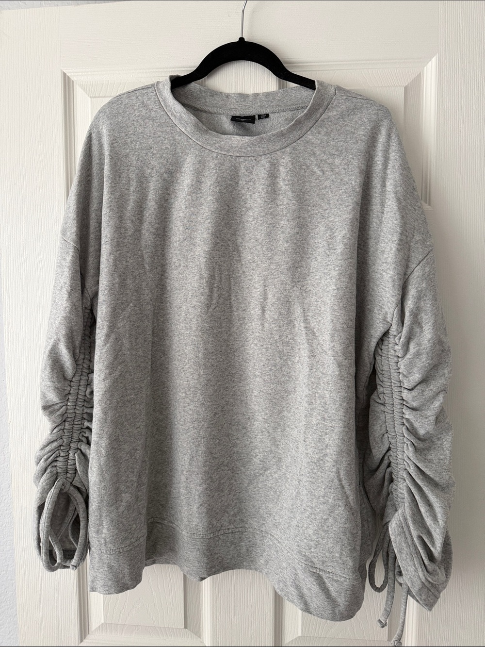 Dr. Denim Gray Ruched-Sleeve Oversized Sweatshirt